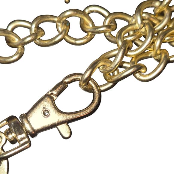 Chico's Multicolored Beaded Braided Fabric & Gold Tone Chain Belt OS/48" Long - Picture 8 of 12